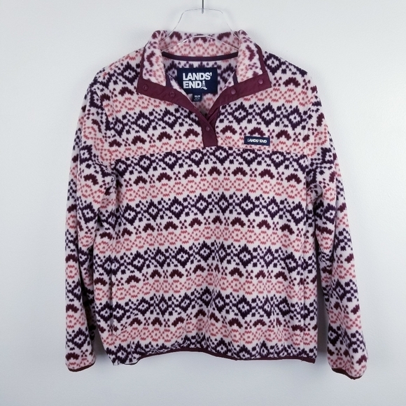 Lands' End Burgundy Fleece - Picture 1 of 11